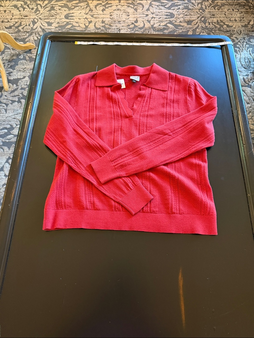 Cabi  Athena pullover Red Knit Polo Sweater
